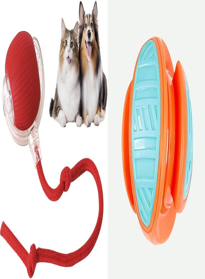 PET FUN مجموعة ألعاب PET FUN المكونة من قطعتين | كرة تفاعلية للقطط بذيل حبل وكرة مضغ من مادة TPR للكلاب والقطط | ألعاب متينة، مرنة، مقاومة للعض، ومناسبة لوقت اللعب - Image 1